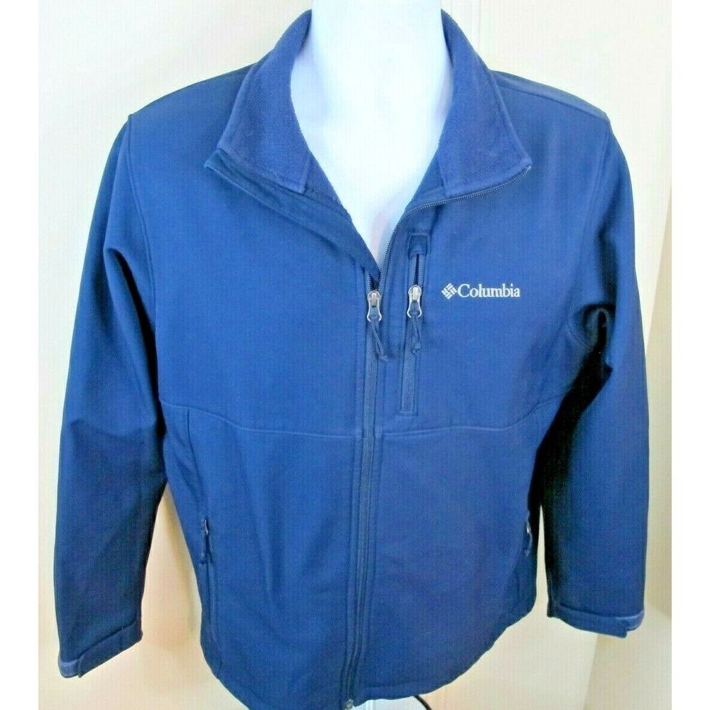 Men's Medium Columbia Soft Shell Full Zip Jacket Blue‎